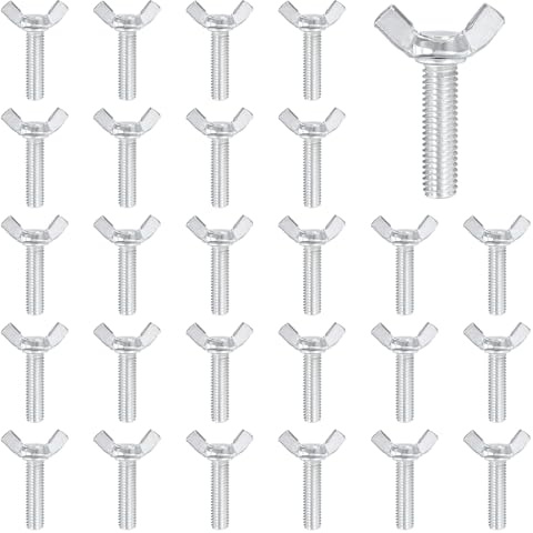 sourcing map 40 bulloni a vite a farfalla M8 x 30 mm, in acciaio al carbonio zincato, viti a testa zigrinata, per casa, macchina, apparecchiature elettroniche