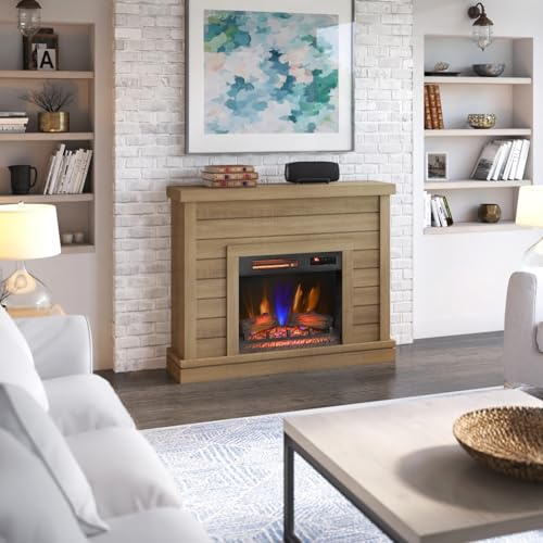 duraflame® Shiplap Wall Mantel Electric Fireplace, Calvin Brown