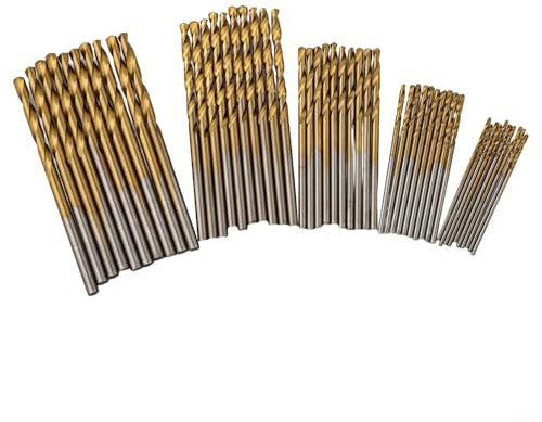 Gdfnmogo Juego de 50 brocas HSS, acero de alta velocidad de 1 mm a 3 mm, kit de brocas pequeñas para metal, mampostería, madera, plástico, aluminio y cobre, tamaño mixto de larga duración