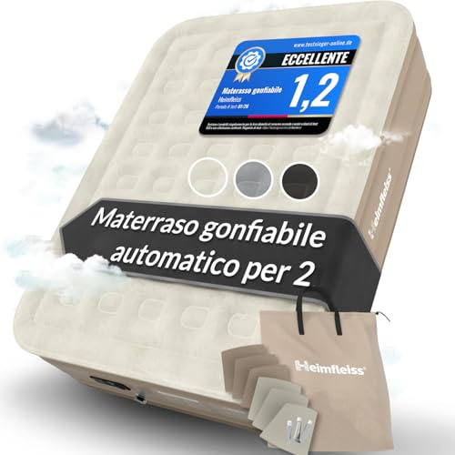 Heimfleiss® Premium Colchón Hinchable para Invitados | Autohinchable Eléctrico con Bomba Integrada | PVC Resistente Antipinchazos Velour 150 x 200 x 45cm | Cama Inflable 2 Plazas para Camping | Negro