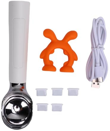 Mumusuki Cuillère à Glace Chauffante Rechargeable, Cuillère électrique Auto-chauffante avec Affichage LED pour Crème Glacée Dure (WHITE)