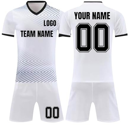 Générique Maillot de Foot Personnalisé avec Nom, Numéro et Logo, Ensemble Foot Enfant Adulte, Ensemble Maillot de Football pour Garçons Hommes