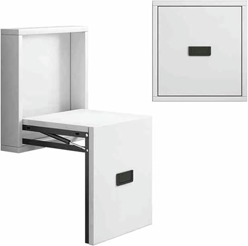 LCUVIMPEX Asiento Plegable para la Ducha, Taburete Cambiador de Zapatos Plegable Pared, Blanco y marrón, Tablero partículas E1(White)