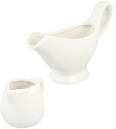 VOSAREA Juego de 2 Salseras de Cerámica en Color Claro, Capacidad 50ml y 300ml, Portátiles y Ecológicas para Servir Salsas en Cocina y Comedor