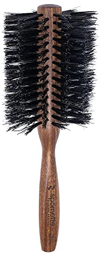 Spornette Italian Rounder Boar Bristle Round Hair Brush for Women & Men - Large Round Brush for Blow Drying, Styling & Volumizing - Wooden Brush for Medium to Long Thick, Fine, Curly or Straight Hair
