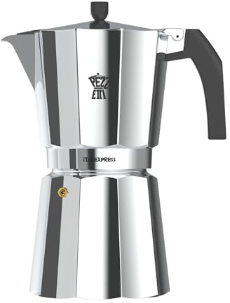 PEZZETTI, Italexpress Caffettiera 14 Tazze in Alluminio, Manico Ergonomico Resistente al Calore, Guarnizione in Silicone Alimentare, Per Piani a Gas No Piano Induzione