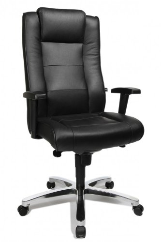 TOPSTAR Sitness Direktor Aktion 800 echt Leder Chefsessel mit bewegter Sitzfläche und Armlehnen, Polster handvernäht, schwarz