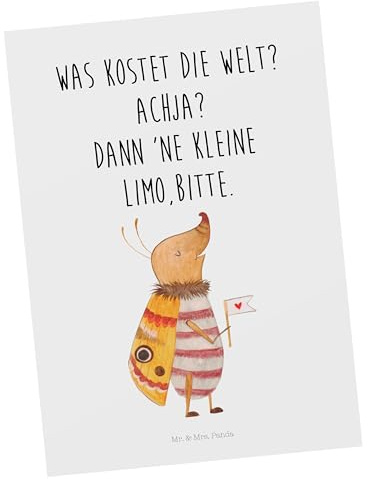 Mr. & Mrs. Panda Postkarte Nachtfalter Fähnchen - Geschenk, Grußkarte, Spruch witzig, Ansichtskarten, süß, lustige Sprüche, Gute Laune, Tiere,