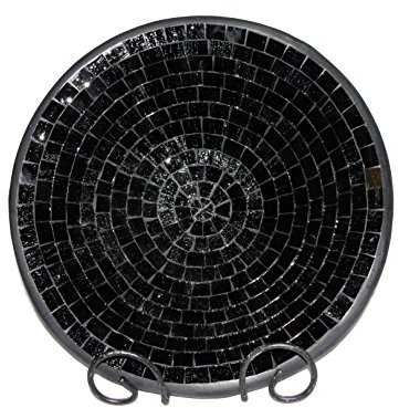 Deko - Schale Glasmosaik rund schwarz/glitter 35 cm