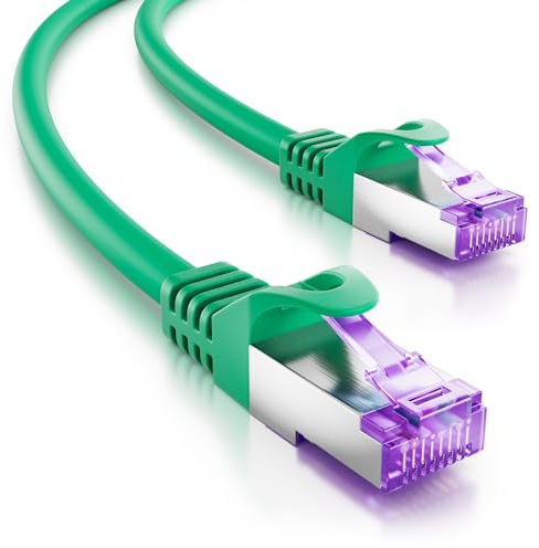 deleyCON 1m Cavo di Rete CAT7-10 Gigabit - RJ45 Cavo Patch & Ethernet (Rame, Schermatura SFTP PiMF) - per l'Alta Velocità LAN DSL Interruttore Modem Router Pannello Patch - Verde