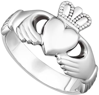 Biddy Murphy Claddagh Ring For Men Sterling Silver Men's Masculine Claddagh Ring Made in Ireland (10.5)