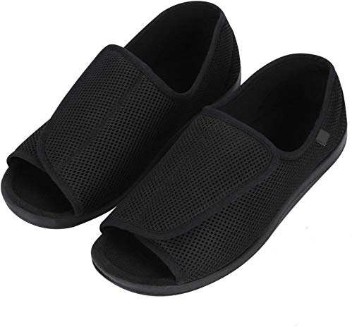Hommes Chaussons Diabétiques Chaussure Orthopédique Réglable Pantoufles Intérieur Confortable Sandales Pied Large Chausson Fermeture Scratch pour Personne Âgée Pieds Gonflés Arthrite Oedème Swollen