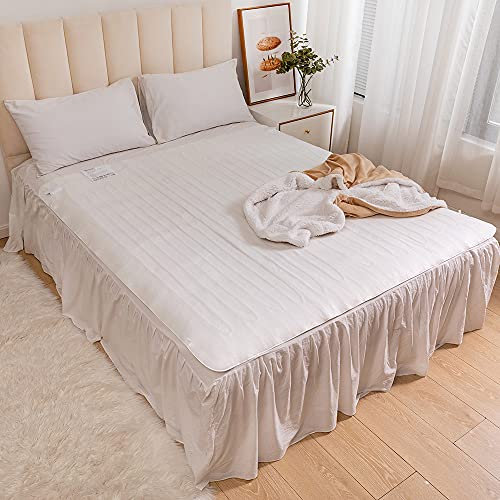 AIMS Couverture chauffante électrique King size en polaire polyester Blanc 160 x 150 cm