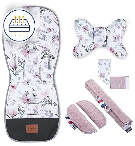 Atmungsaktive Sitzauflage Kinderwagen, Sitzauflage Buggy Sommer - Kinderwagen Zubehör - Universal - Kinderwagen Einlage mit Anti-Schock-Kissen, buggy einlage sommer – Magnolias Rosy