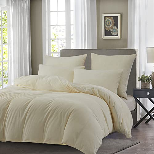 Boqingzhu Biber Bettwäsche 135x200cm 4Teilig Plüsch Beige Weiß Flanell Winter Warm Kuschelig Flauschig Bettwäsche Teddy Fleece Samt Cashmere Touch Bettbezug 135x200cm mit Reißverschluss