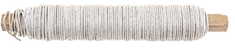 GLOREX 6 1280 220 - Papierwickeldraht aufgewickelt 0,8 mm, Länge 22 m, weiß, zum Basteln und Binden von Gestecken und Kränzen