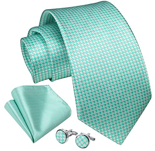 Enlision Corbatas de Hombre Elegantes Conjunto Corbata y Pañuelo con Gemelos Corbata de Color Solido Flores Paisley Modernas para Boda Fiesta Business Oficina Regalo