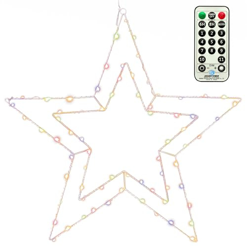 Nipach GmbH Doppel-Stern Weihnachtsstern 70 LED warm weiß Ø 50 cm Batterie Timer mit 11 Funktionen Fernbedienung Weihnachtsdeko Leuchtstern Xmas-Deko