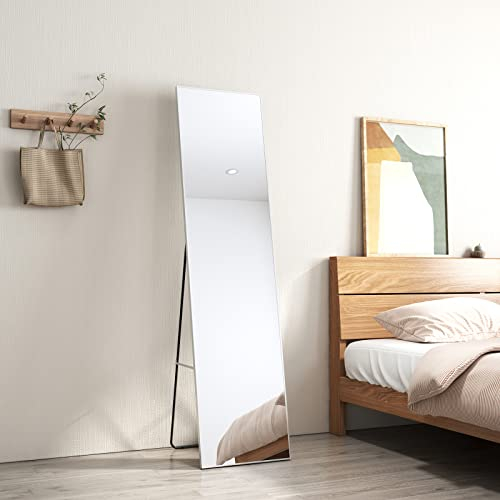 EMKE Standspiegel mit Chrom Metallrahmen 160x40cm Standspiegel Ganzkörperspiegel Wandspiegel Ganzkörperspiegel, Ganzkörperspiegel Stehend Großer Spiegel