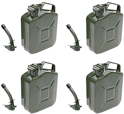 Asudaro 4 x Benzinkanister 10L/20L/25L Metall Kraftstoffkanister Kanister Metallkanister Reservekanister Jerry-Can Kanister Tragbarer Kraftstoffbehälter Rostfreies Ölfass mit Schlauch 25L