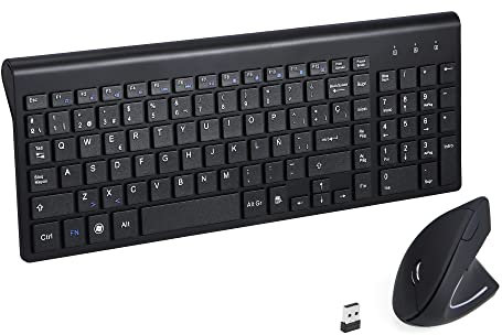 Combinación de ratón y Teclado ergonómico Vertical inalámbrica de 2,4 GHz tamaño portátil ultradelgado para computadoras de Escritorio de PC computadoras portátiles tabletas Mac