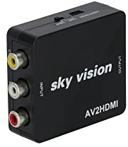 Sky Vision Adapter RCA zu HDMI, AV/RCA/FBAS auf HDMI, Video Audio Konverter, 1080P, PS2, Wii N64, Unterstützt PAL/NTSC, Plug and Play, schwarz