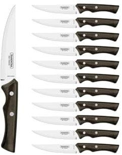 Tramontina - Couteau à Steak Jumbo Marron 25cm. INOX et technobois. X 12