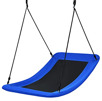 DREAMADE Nestschaukel eckig 150x80cm, Kinderschaukel bis 150KG belastbar, Baumschaukel mit 100-180cm verstellbaren Seil, für Kinder & Erwachsene, für Indoor & Outdoor (Blau)