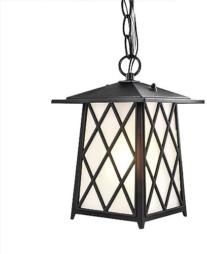 Mengjay Hängelampen Außen Pendelleuchte Schwarz Retro IP44 Decken Vintage Industrielle Eisen Deckenbeleuchtung Regendichte Wasserdichte Pavillon Villa Loft Kronleuchter Aussenleuchte (D)