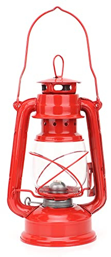 Lámpara De Queroseno Vintage, Lámparas De Queroseno De Lámpara De Aceite, Regalo De Decoración De Pub De Fiesta De Farol De Hierro, con Tanque De Bombilla De Vidrio Ignífugo(Rojo)