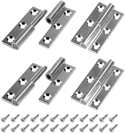 SWAWIS 4x Türscharniere, Aushebescharnier 6.4 * 3.6cm, Abnehmbares Scharnier mit 24 Schrauben, Türscharnier 304 Edelstahl, Link Scharnier für Innen und Außentüren Industrieschränke Möbelindustrie