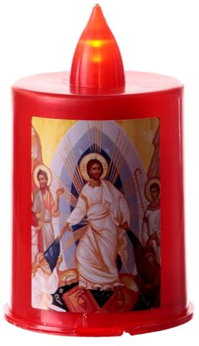 Candela Gesù Risorto rossa votiva LED 60 gg