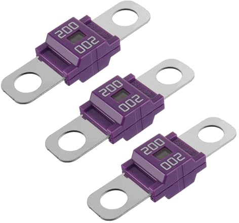 BOJACK Fusible de alta corriente Midi Bolt-on Fusible 200A Amp Púrpura para automóviles, camiones, vehículos de construcción, autobuses, caravanas (paquete de 3 200A)