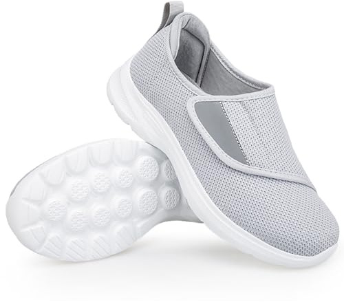 AEHO Pantofole per Anziani Riabilitazione postoperatoria Vecchie Scarpe Scarpe Uomo con Strappo Estive Scarpe Comode per Camminare Scarpe per Anziani Donna,Women Gray,40/250mm