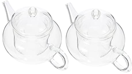 OUNONA 2pcs Thickened Borosilicate Glass Teapot 250ml Heat Resistant Infuser Kettle for Herbal and Flower Tea for Home Use
