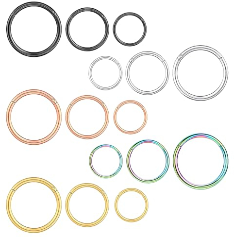 15 Stück Nasenpiercing, Nasenpiercing Ring Piercing Ring Septum Nose Piercing Septum Piercing Silber Helix Ring Nostril Piercing Nasenring Piercing Nasenring Edelstahl Nostril Piercing Ring(5 Farben)