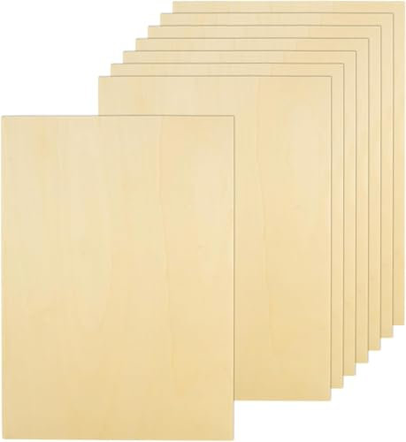 SHUESS 12 pannelli in legno compensato, 420 x 300 x 1,5 mm, per fai da te, compensato da 1,5 mm, legno non trattato, legno di tiglio, truciolato per bricolage, modellismo, incisione laser, pittura