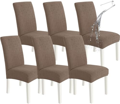 Ystyle Stretch Stuhlhussen 6er Set, Stuhlbezug Elastischer, Hussen Für Stühle Abnehmbarer, Stuhlbezüge Chair Cover Langlebig Universal, Für Bankett Deko Und Hochzeit Partys, Helles Kaffee