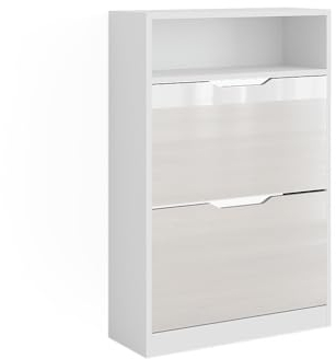 Vicco Schuhkipper Luca, Schuhregal, Weiß Hochglanz, 22 x 89.5 cm mit 2 Fächern
