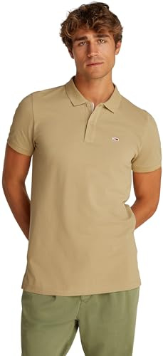 Tommy Jeans TJM Slim Placket Polo EXT S/S Polo Men's, Beige (Relic Tan), XXL