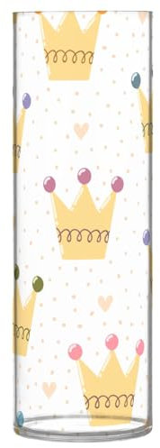 Kunststoffvasen mit goldener Krone, Motiv: Cartoon, 30 x 9 cm, Hochzeitsvasen, unzerbrechliche Vase für Hochzeit, Innenbereich, Schlafzimmer, Esszimmer, Dekoration