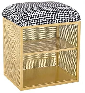 CMYCYDDPLY 2-stöckiges Schuhregal, Schuhbank mit Stauraum, Shoe Bench, mit Metallgitter-Regal, Geeignet for Schlafzimmer, Eingangstür(Black)