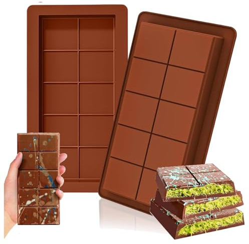2 Stück Schokoladenform Silikon,Schokoladentafel Tief Form，Schokoladenform Dubai Schokolade，Dubai Schokolade Form Schokolade für Schokolade Praline Süßigkeiten
