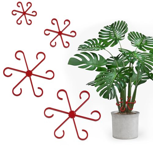 YUNHENTONG Soporte Plantas Trepadoras 4 Piezas Clips de Soporte para Plantas Fijación para Plantas Rojo Tutores para Plantas Trepadoras Plantas en Maceta, Anémonas, Tomates, Hortensias