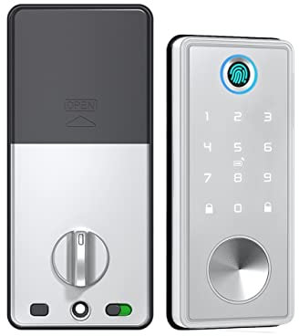 Tuya Smart Door Lock APP Remote Control Fingerprint Biometric Keypad Digital Smart Card Code Automatic Latch Lock - Easy To Install(Nero)