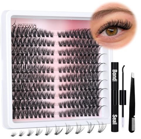 Cat Eye Lash Clusters Kit 50D C Curl Lash Extension Kit with Bond and Seal Applicator