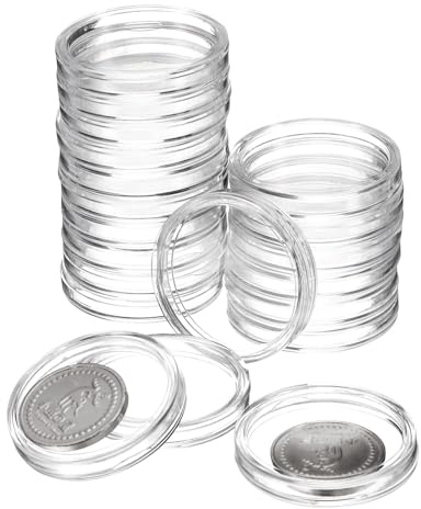 QUARKZMAN 20 stycken 33 mm silver dollar mynthållare, plast myntkapsel skydd akryl klar rund myntsamling behållare för silvermyntskydd eller NFC-etikett