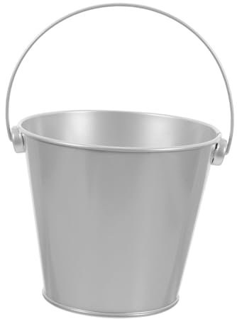 Mini Bucket Ice Bucket Pot Buckets Garbage Pail Candy Pail Holder Tin Cans for Crafts Food Basket Small Tin Bucket Metal Tin Planters Pots Silver Tinplate