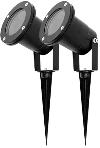 EDO Lot de 2 Spot Extérieur avec Piquet GU10 HORTUS Noir, Étanche IP65, Lampe de Jardin à Piquer, Spot de Jardin à Encastrer, Lampe Exterieur pour Plantes, Cour, Arbre, Pelouse, Chemin
