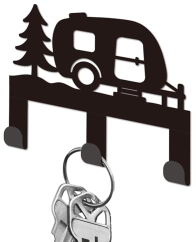 DELORIGIN Campervan Metal Wall Key Holder with 3 Hooks Entryway Decor Rack